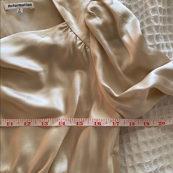 Reformation 100% Silk Jason Long-Sleeve Top Size 2 Cream Elegant Tie Detail Chic - Picture 13 of 13